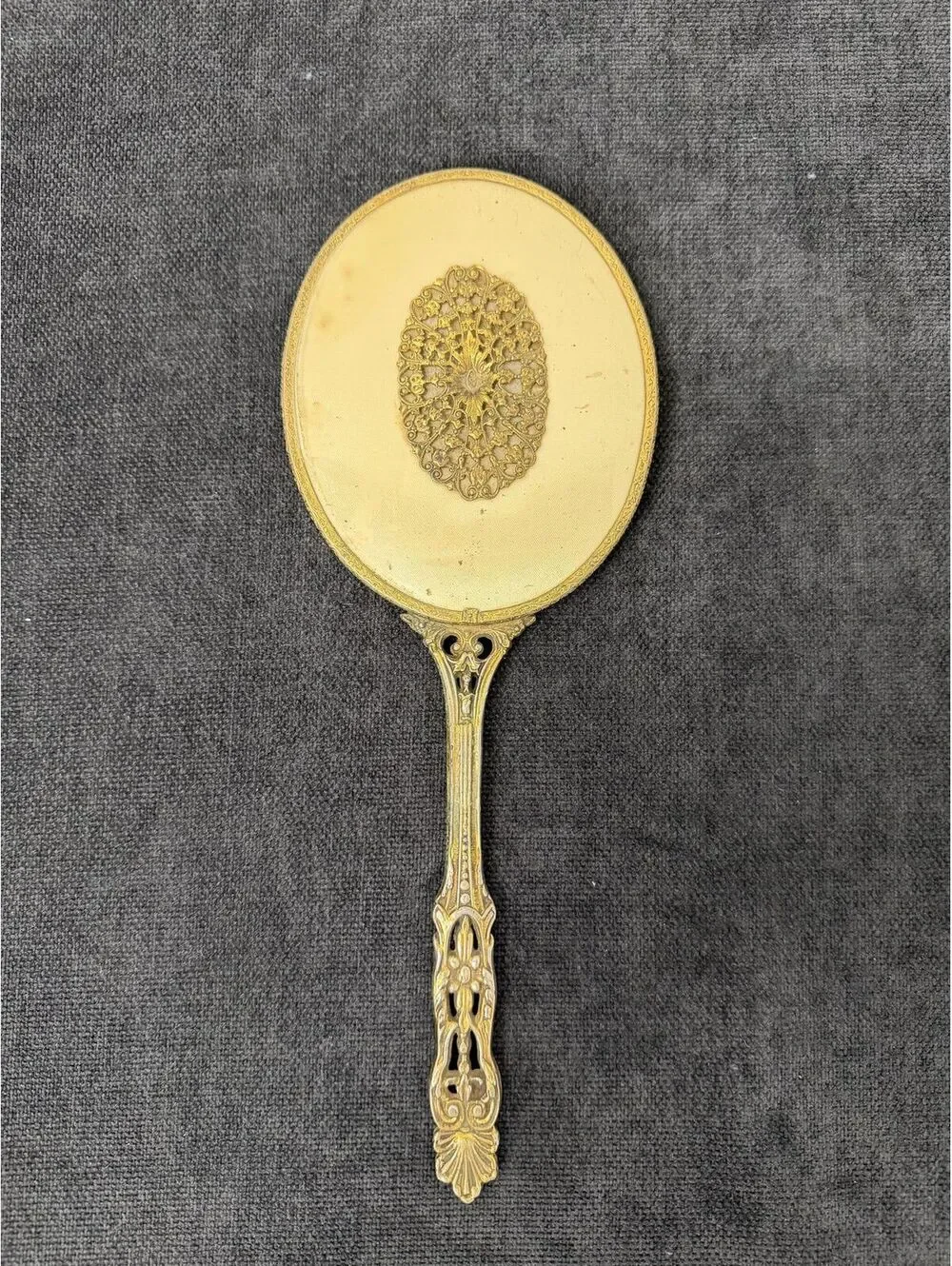 Vintage Ornate Handheld Vanity Mirror with Filigree Detail
